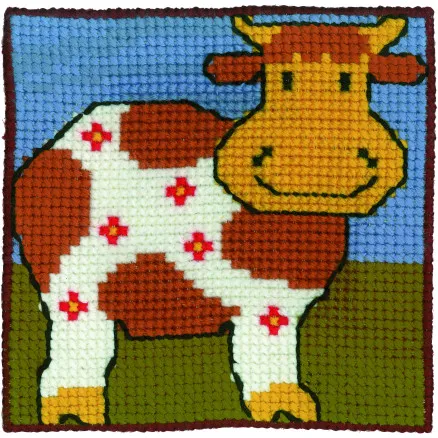 Permin Kirjontasetti Lasten kangas Lehmä 25x25cm