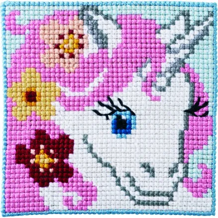 Permin Kirjontasetti Lasten kangas Yksisarvinen 25x25cm