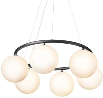 Nuura Miira 6 Circular -kattokruunu Rock Grey/Opal Valkoinen