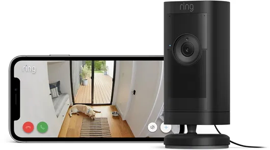 Ring Stick Up Cam Pro ulkovalvontakamera verkkosovittimella, musta