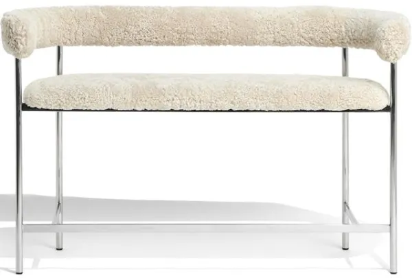 Møbel Copenhagen Font Bar Sohva 75 cm Lampaannahka Oyster/Kiillotettu teräsrunko