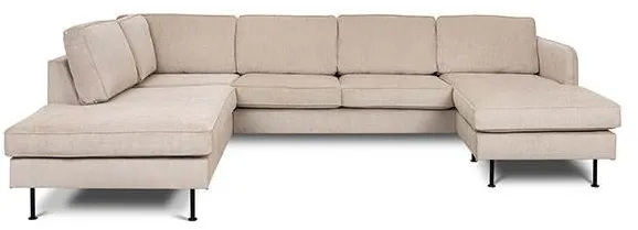 Læsø-sohva, jossa on divaani ja avoin pää - 288 x 210 cm - beige sametti