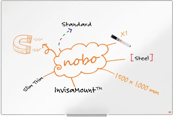 Nobo Impression Pro teräksinen valkotaulu 150x100cm valkoinen